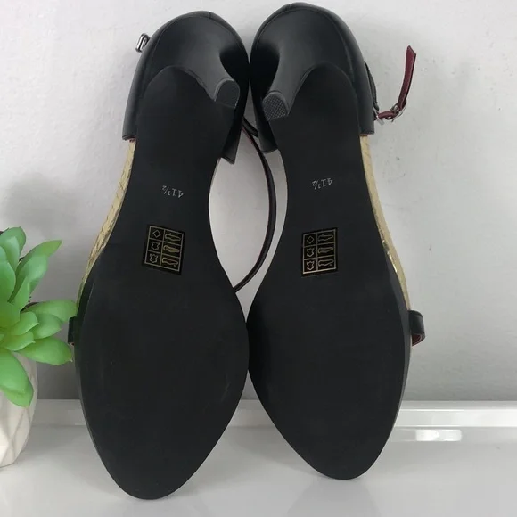 NWOB Shoes of Prey Stiletto Platform Heel Open Toe Ankle Strap Leather Black 10 - Picture 7 of 14